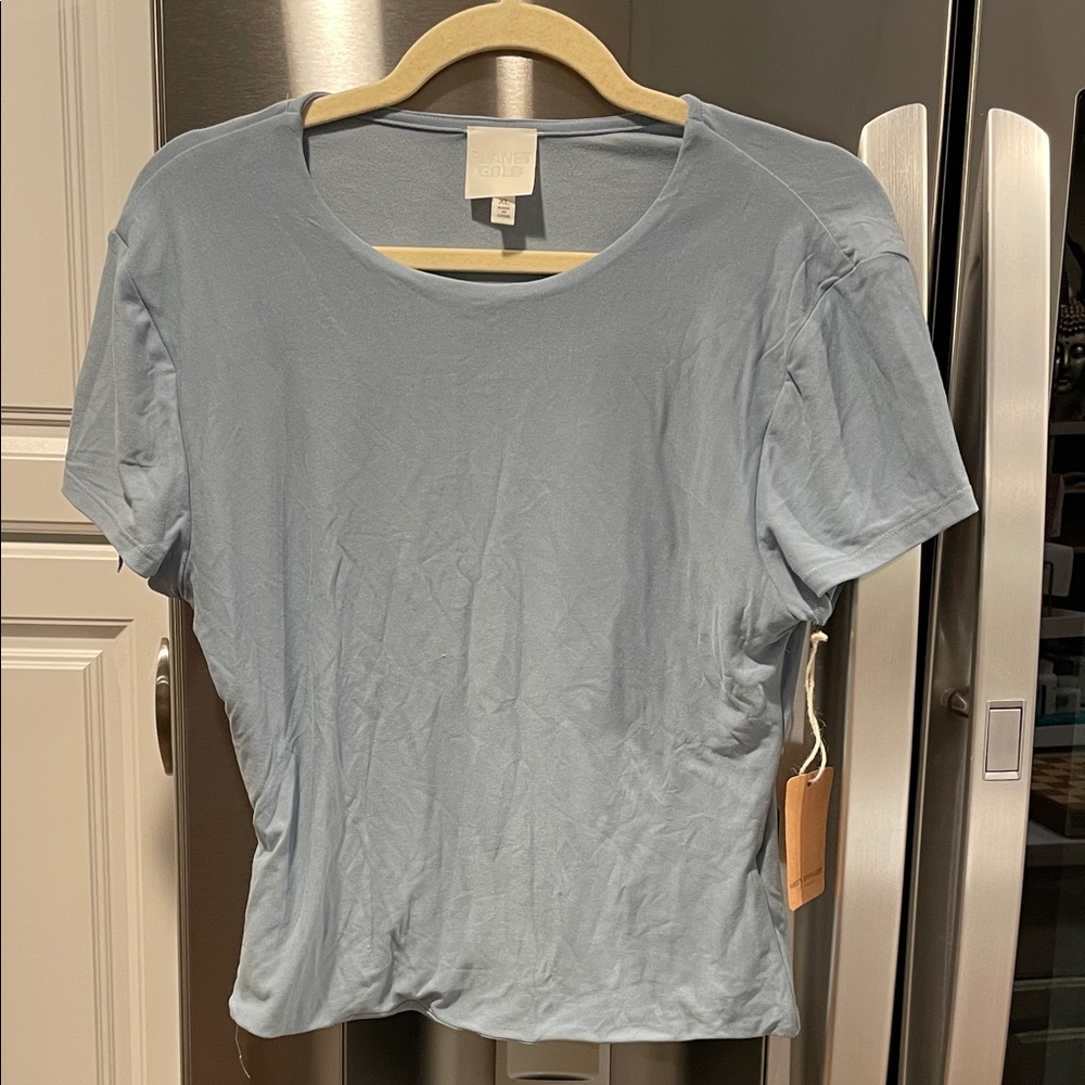 BRAND NEW WITH TAGS Green Envelope Light Blue Super Softy Short Sleeve Tee